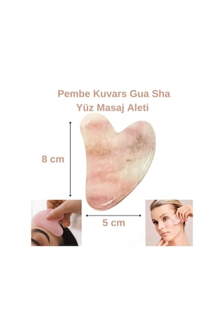 Yıldız Doğal Taş Sertifikalı Pembe Kuvars Gua Sha Doğal Taş Masaj Aleti