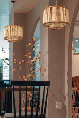 Rustik Serisi Firuze Bambu Sarkıt Avize Ahşap