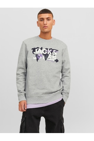 Jack&jones Dust Erkek Gri Bisiklet Yaka Sweatshirt 12240211-LGM Gri
