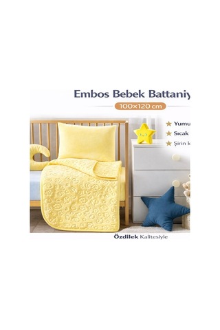 Özdilek Embos Bebek Battaniyesi 100x120 -sarı Sarı