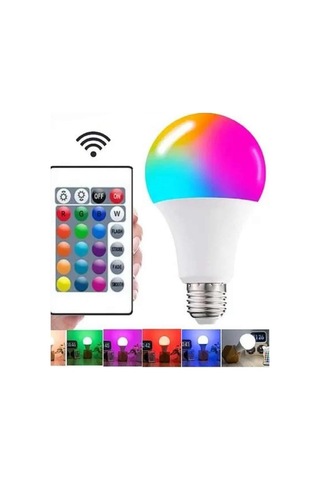 Ayarlanabilir Parlaklık Rgb Led Ampul Beyaz Lamba Ve Gldısptm - 64 Renkli Ampul