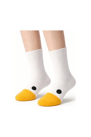 Hitit Socks Unisex 4 Çift Ördek Başı Desenli Çorap Ördek Dese... Çok Renkli