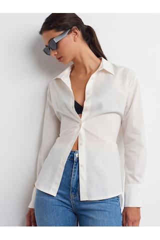 Dilvin 50509 Poplin Gömlek-ekru Ekru