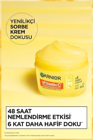 Garnier C Vitamini Fresh & Bright Aydınlatıcı Nemlendirici Sorbe Yüz Kremi 85 Ml, Vegan & Cruelty Free 3600542663069-11157