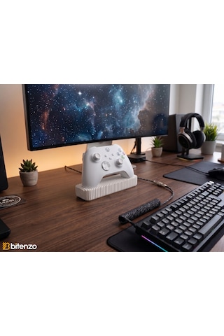 Izgara Tasarım Masaüstü Oyun Kolu Standı, Gamepad Tutucu - Beyaz