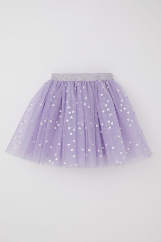 Breeze Kız Çocuk Tütü Etek Simli Kalp Desenli Beli Lastikli 5-10 Yaş, Lila Lila