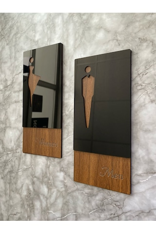 Black Pearl Mdf Serisi Kadın&erkek Wc Yönlendirme Levha Seti