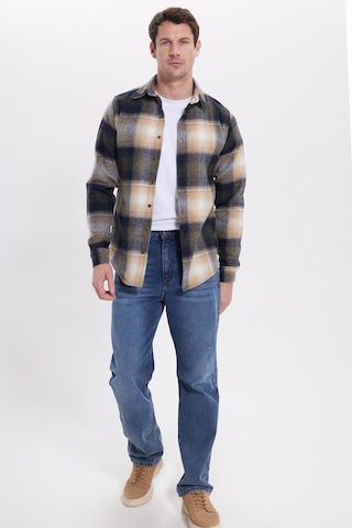 Tudors Erkek Slim Fit Dar Kesim Kareli Kışlık Oduncu Gömlek-42198 Lacivert