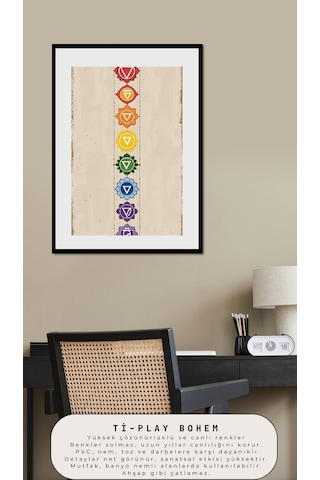 Bohem Tablo Çakra, Manevi, Canlı Renkler Bohem Duvar Sanatı Çerçevesiz Poster