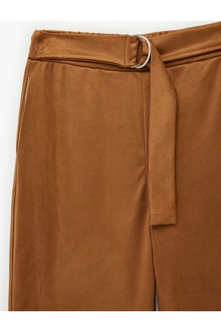 Koton Slim Fit Süet Görünümlü Kemer Detaylı Pantolon Deve Tüyü 6wak40157ek Taba