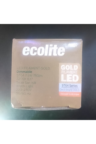 Ecolite E27 7,5w Gold Led Fılament Dimmerli Sarı Işık Led Ampul