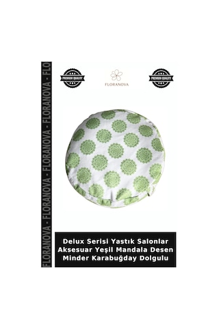 Delux Serisi Yastık Salonlar Aksesuar Yeşil Mandala Desen Minder Karabuğday Dolgulu