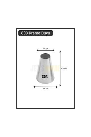 803 Yuvarlak Desen Krema Duyu Büyük Boy Pasta Duyu Paslanmaz Çelik Krema Torbası Ucu 2.4x0.9x4.5 Cm Metalik Gri