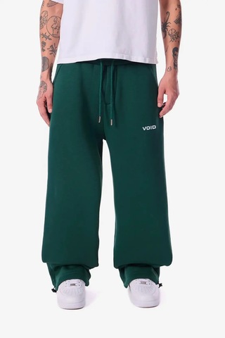 Feville 3 İplik Şardonlu Ayarlanabilir Paça Baggy Unisex Eşofman Altı Yeşil