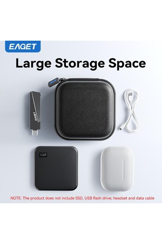 Taşınabilir Saklama Çantası Dijital Saklama Çantası Eva+600d Oxford Kumaş Kablosuz Kulaklık Telefon Sd Kart İçin Siyah