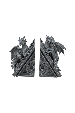 Gotik Kale Ejderhası Şeklinde Kitap Desteği, Ölçüler: 12,5 X 4 X 20,5 Cm