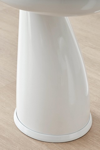 Elips Sehpa,tekli Sehpa,yan Sehpa,zigon Sehpa - Beyaz & Beyaz Mermer Desenli Beyaz Gövde & Beyaz Mermer Desenli Tabla