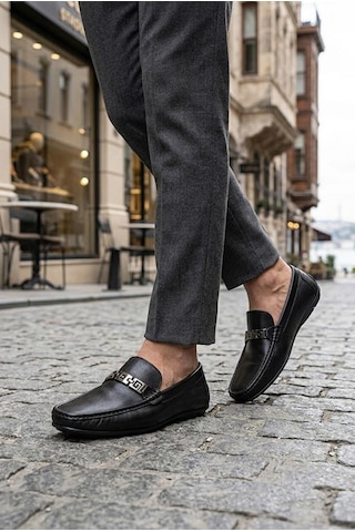Pierre Cardin 90237 Rahat Esnek Hakiki Deri Erkek Loafer Ayakkabı Siyah