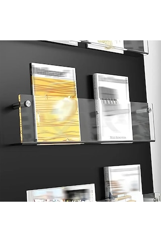 Kitap Dergi Rafı Dikdörtgen Kenar Pleksi 40x15cm Diğer