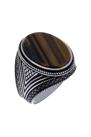 925 Ayar Gümüş Kaplangözü Taşlı Örgü Model Yüzük Küçük Boy