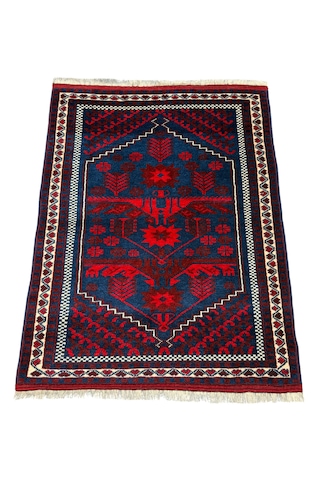 El Dokuma Sıfır Yağcıbedir Halısı 86x110 Kök Boya Yün Halı Kırmızı