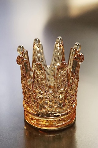 Gold Taç Cam Küllük Mumluk