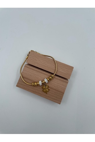 Xbaby Tek Çiçekli Çelik Gold Charmlı Bileklik Gold