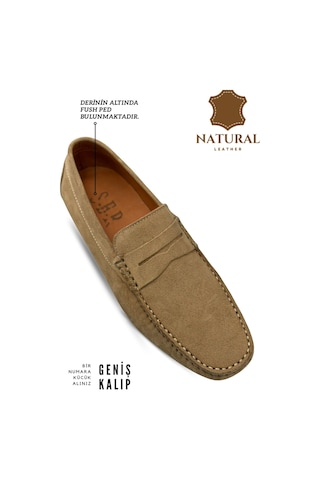 Sermoda Erkek Loafer - Hakiki Deri Rok Loafer Erkek Ayakkabı Süet Bej