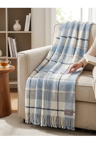 Livoras Home Dinarsu Cozy Life Pamuklu Tv Battaniyesi 130 X 170cm İnka Yeni Mavi