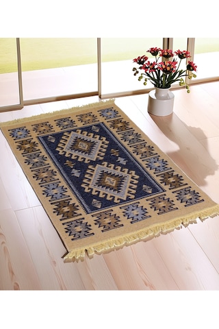 "çift Taraflı Kullanılabilir, Makinede Yıkanabilir, Modern Desenli Kilim 11 Farklı Ebat" Mavi Mavi