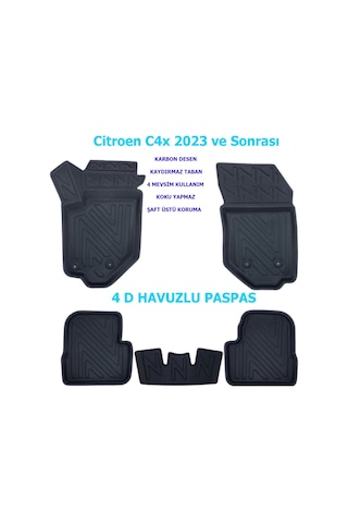 Citroen C4x 2023 Ve Sonrası 4d Premium Havuzlu Paspas