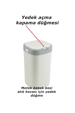 Motek Bb100 Bebek Bezi Kovası Yedek Açma Kapama Butonu Düğme 2ad Kova Değildir Yedek Parçadır Gümüş