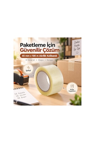 45 Mm X 100 M Şeffaf Akrilik Kolibandı 10'lu