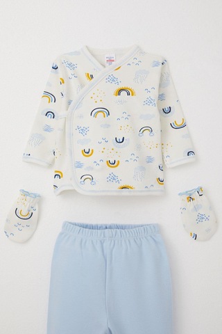 Breeze Erkek Bebek Hastane Çıkışı 5 Li Gökkuşağı Işıltısı 0-3 Ay, Beyaz Beyaz