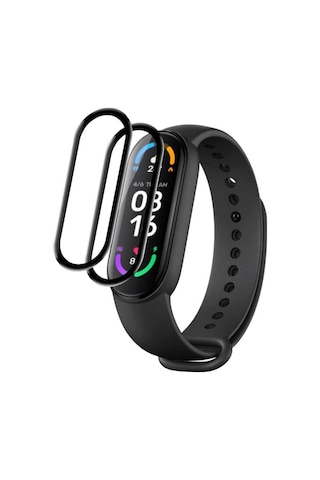 Wozlo Xiaomi Mi Band 5/mi Band 6 Uyumlu Nano Siyah Çerçeve 5d Tam Koruma Ekran Koruyucu- 2 Adet - Pr