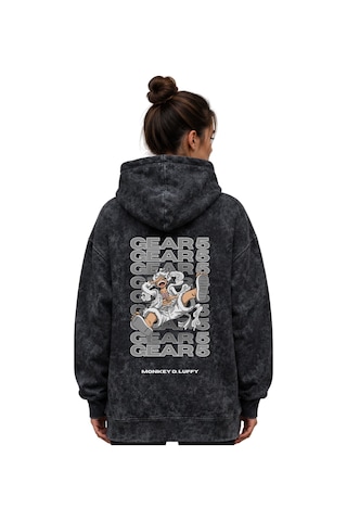 Sevbano Monkey D. Luffy Gear 5 One Piece Baskılı Unisex Oversize Premium Siyah