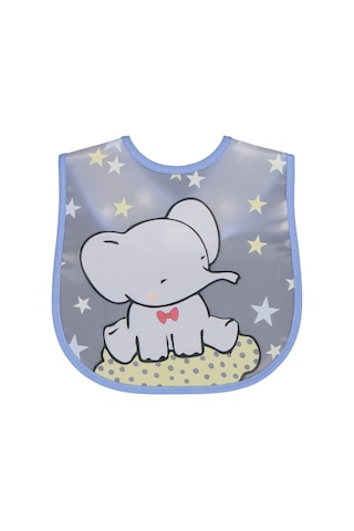 Civil Baby Papyonlu Fil Baskılı Mama Önlüğü - Mavi Standart Mavi