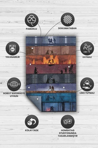 Homshtag Bölümler Film Halısı Star Wars Temalı Film Halısı Çok Renkli