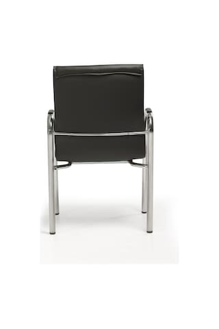 Mini Tekli Ofis - Müdür - Büro - Misafir Çalışma Koltuğu Siyah Renk Krom Ayaklı Siyah