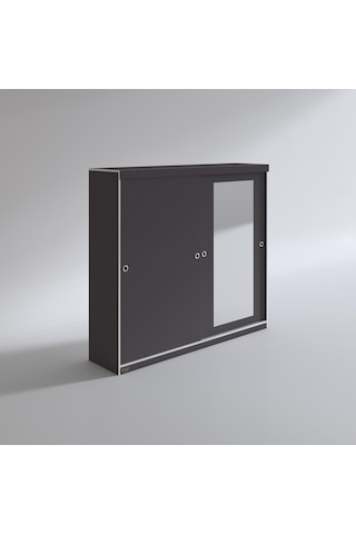 Kenzlife Gardırop Sürgülü Kapaklı Kapılı 200 Papatya Gri Aynalı Gardolap Dolap