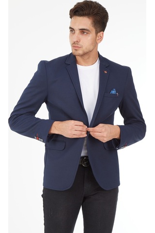 Sposo 5109 Dar Kalıp Yarım Astarlı Lacivert Erkek Blazer Ceket Lacivert