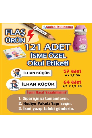 Okul Etiketi Kalem Defter Etiketi Neşeli Çocuk Özel Isim Yazılabilen Etiket - 121adet