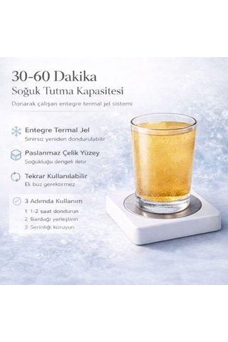 Iceramp Beyaz Ehlikeyf, Ice Ramp Bardak Soğutucu Altlık Termojelli, Paslanmaz Çelik, Donarak Soğutan Diğer