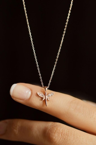 Roza Silver Zirkon Taşlı Rose Minimal Yusufcuk Gümüş Kolye