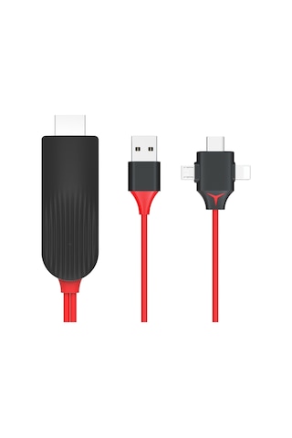 Mirascreen L7-8 3'ü 1 Arada 8 Pin Mikro Usb Usb-c / Type-c - Hdmı Video Dönüştürücü Kablosu, Kablo Uzunluğu: 2m