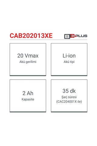 Akü 20v 2.0 Ah Cab202013xe Yedek Batarya 20 Volt 2.0 Ah Li-ion
