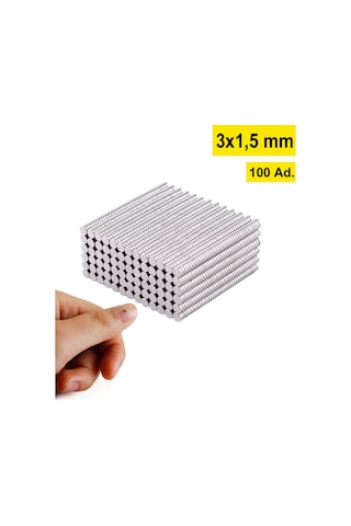 100 Adet Neodyum Mıknatıs 3x1,5 Mm N35 Güçlü Yuvarlak Magnet Mini Disk Mıknatıs