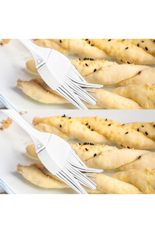 Porsima 0520 2'li Etiketli Silikon Fırçalı Yağlık Sosluk Beyaz