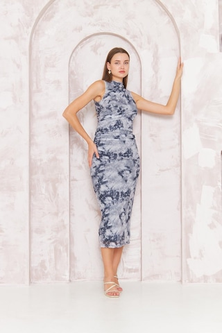 Kadın Gri Sıfır Kol Tül Elbise Dm1043 Gri