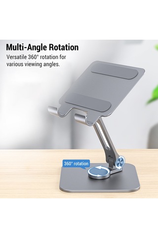 Reedark Gri Metal Dikey/taşınabilir Tablet Tutucu - 360 Döner, Çok Açıklı, Soğutucu Tasarım, İpad Uyumlu Ve Tüm Tabletler İçin Masaüstü Stant